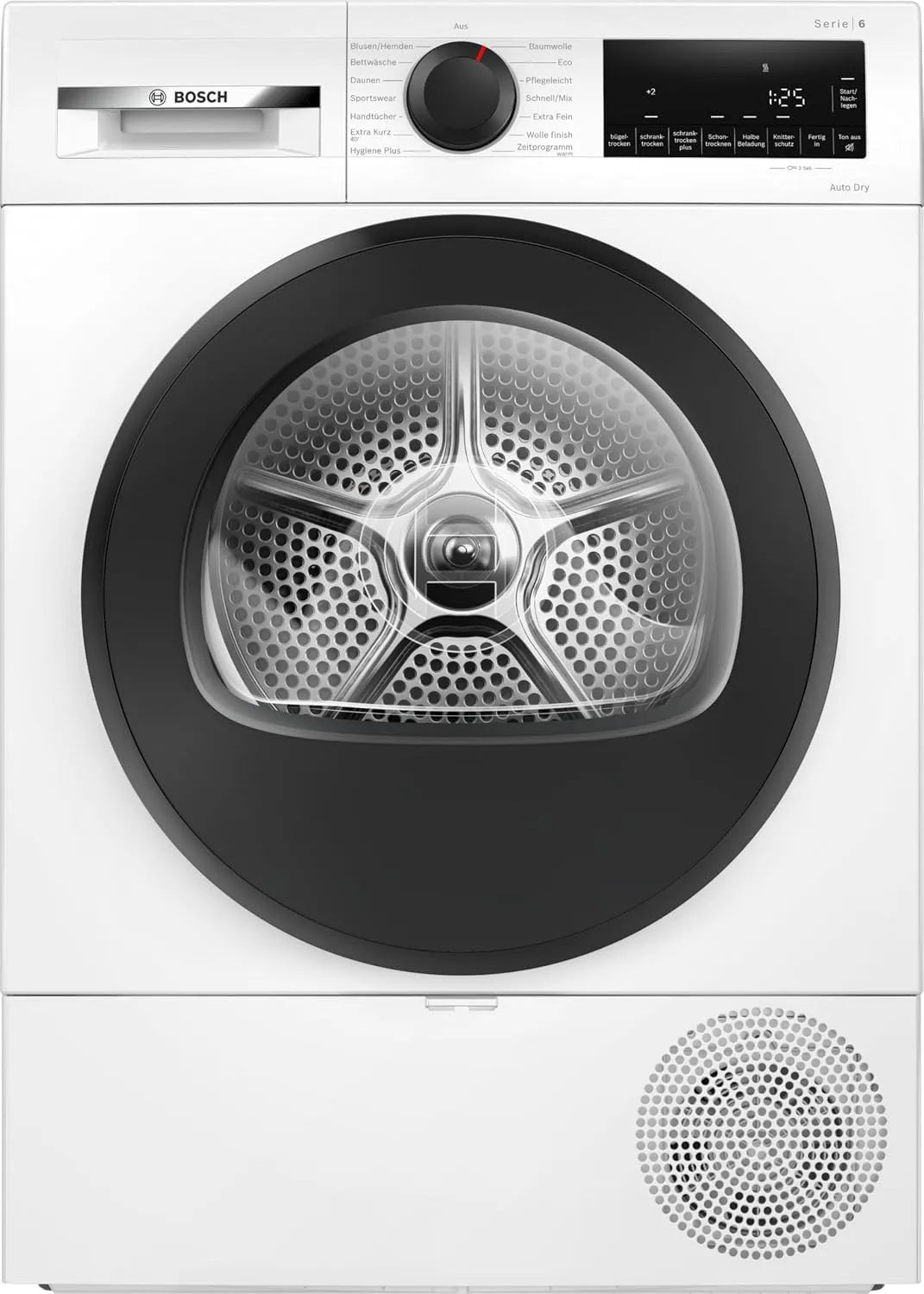 Bosch Série 6 Déshydrateur Pompe à Chaleur 9kg Programme de Séchage Extra Court Option Demi-Charge Filtre Auto Dry Easy Clean Filter Système de