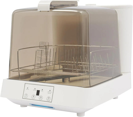Lave-vaisselle, 8 L, 800 W, tactile, autonome, blanc, séchage 30 min, rinçage complet à 360°, norme UE, pour la table, marron