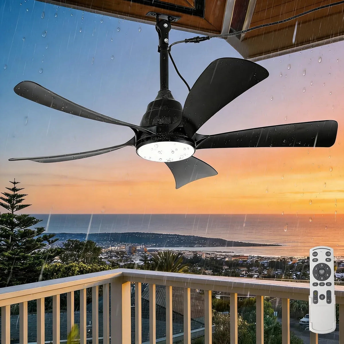 Ventilateur, 106cm, extérieur, IP65, silencieux, noir
