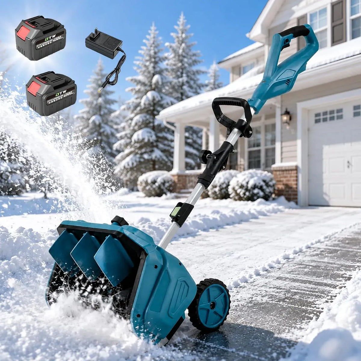 Portable, machine de déneigement, 40,6 cm, 1000 W, 7,6 m, sans fil, pour le déneigement des allées