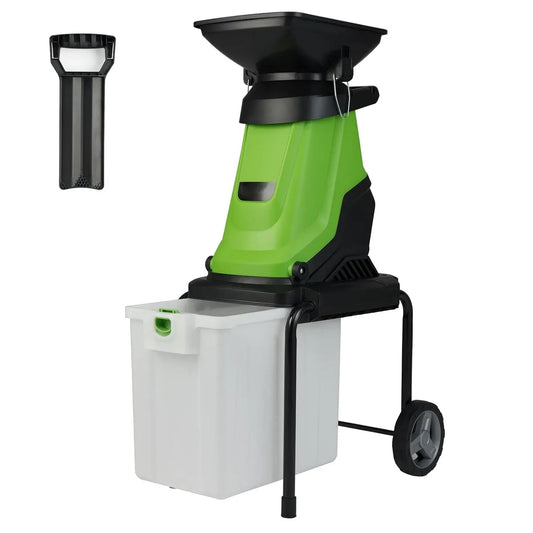 Roues de Transport, Lame à Double Tranchant, pour Déchets de Jardin, Broyeur Vegetaux et Branches Électrique 3000W, Broyeur Vegetaux avec Bac de