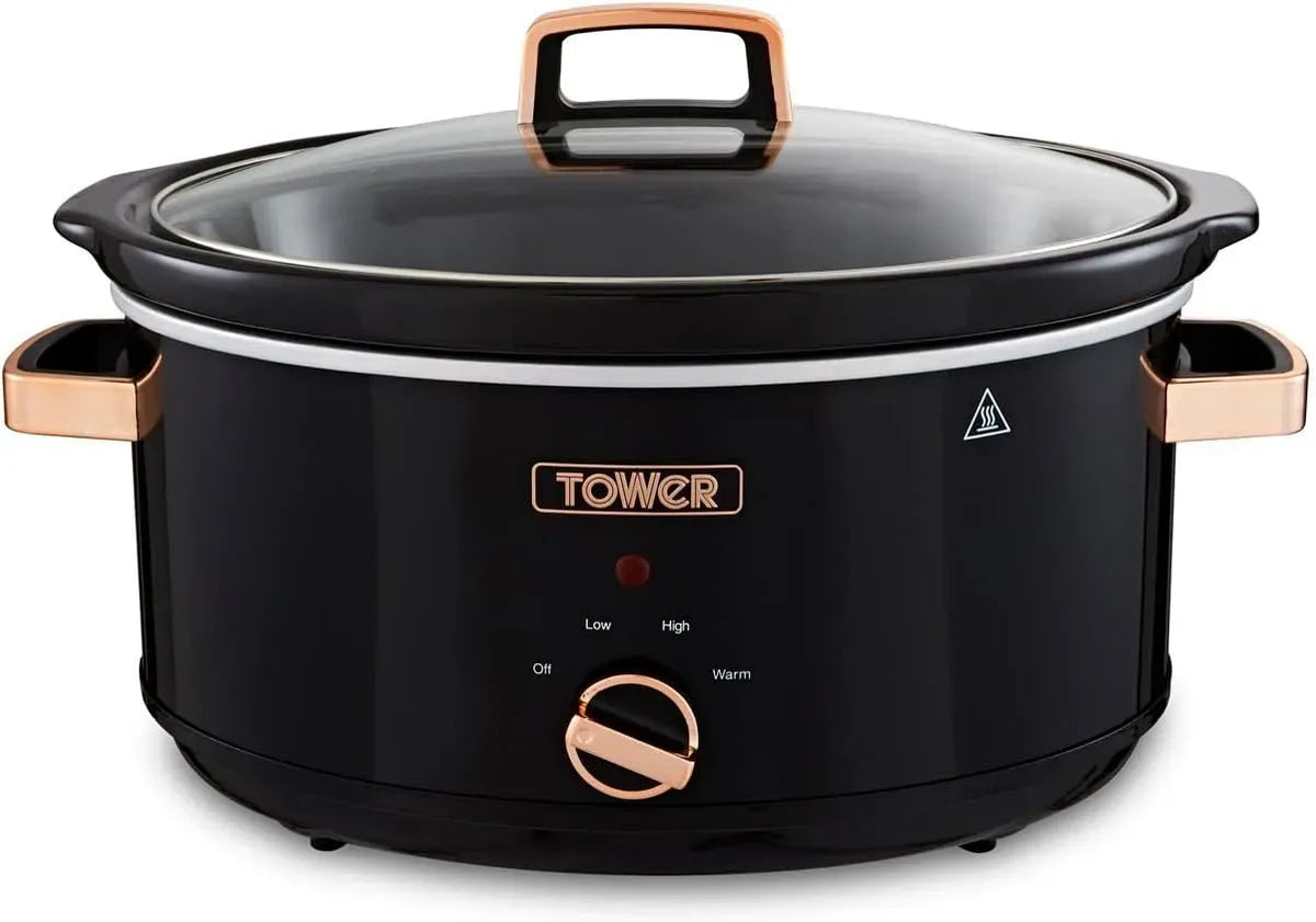 T16019RG noir et or rose, Mijoteuse équipé de 3 réglages de chaleur et fonction Keep Warm 6,5 L, 270 W