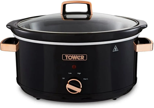 T16019RG noir et or rose, Mijoteuse équipé de 3 réglages de chaleur et fonction Keep Warm 6,5 L, 270 W