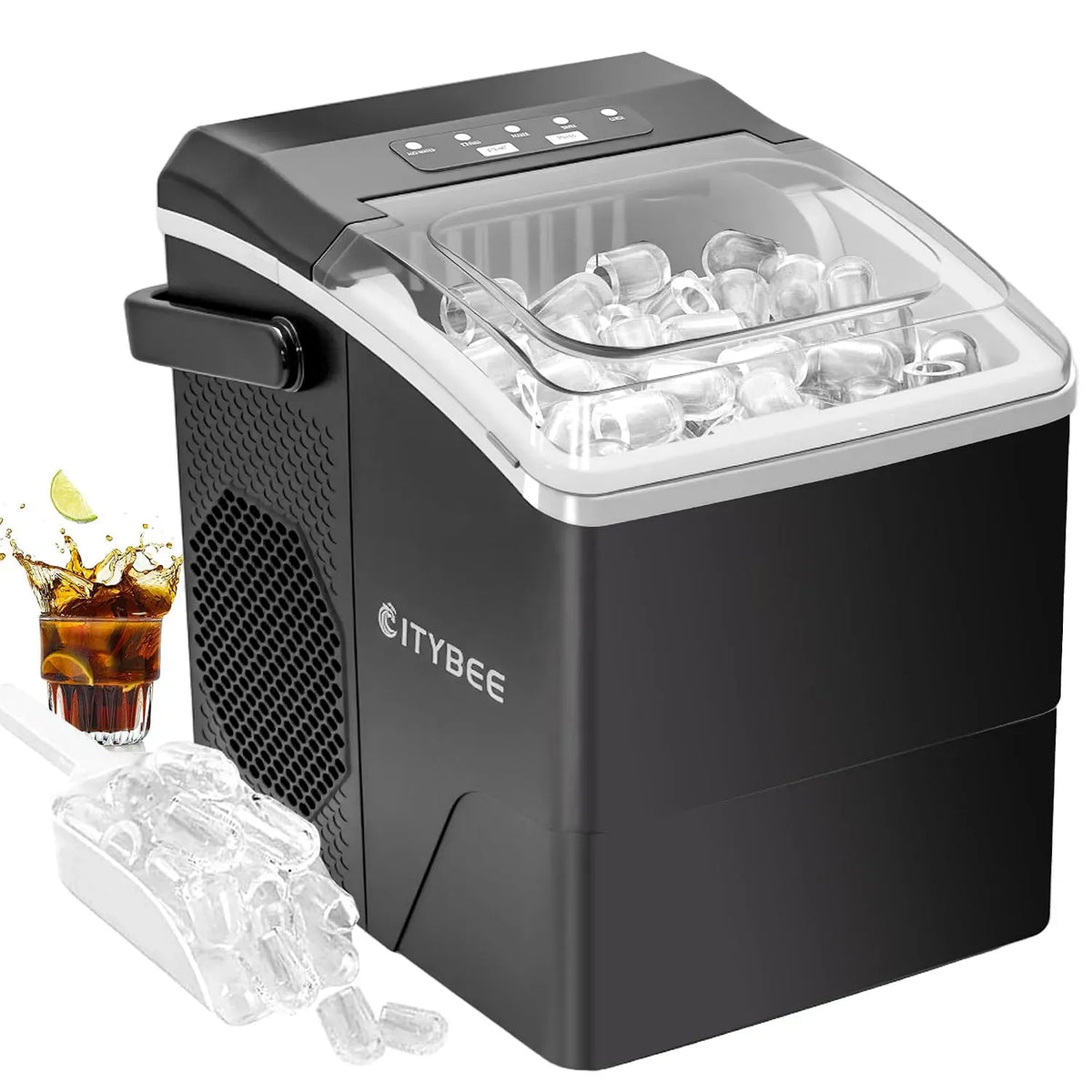 Machine à glaçons, CITYBEE 12kg/24h, silencieux, camping, Ice Maker domestique 9 glaçons en 6 minutes